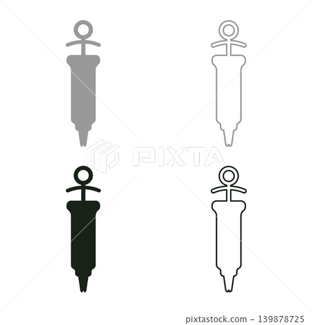 Confectionery syringe icing pastry set icon grey black color vector illustration image solid fill outline contour line thin flat style Confectionery syringe icing pastry set icon grey black color vector illustration image solid fill outline contour line thin flat style 139878725