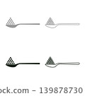 Spoon with sugar salt cubes set icon grey black color vector illustration image solid fill outline contour line thin flat style 139878730