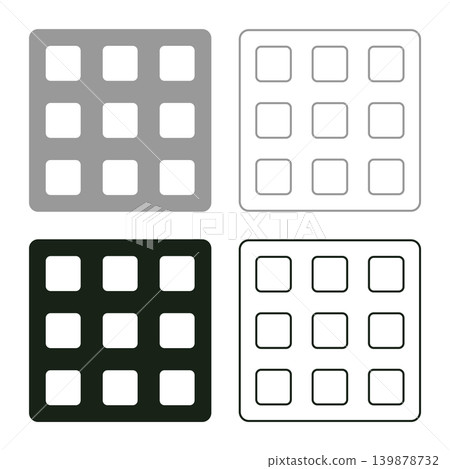 Belgian waffle Dessert template shape square set icon grey black color vector illustration image solid fill outline contour line thin flat style Belgian waffle Dessert template shape square set icon grey black color vector illustration image solid fill outline contour line thin flat style 139878732