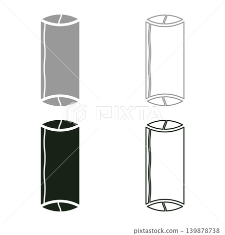 Sushi Japanese food set icon grey black color vector illustration image solid fill outline contour line thin flat style 139878738