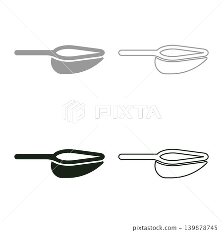 Scoop for bulk products tableware utensil set icon grey black color vector illustration image solid fill outline contour line thin flat style Scoop for bulk products tableware utensil set icon grey black color vector illustration image solid fill outline contour line thin flat style 139878745