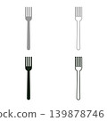Fork cutlery restaurant concept silhouette set icon grey black color vector illustration image solid fill outline contour line thin flat style 139878746