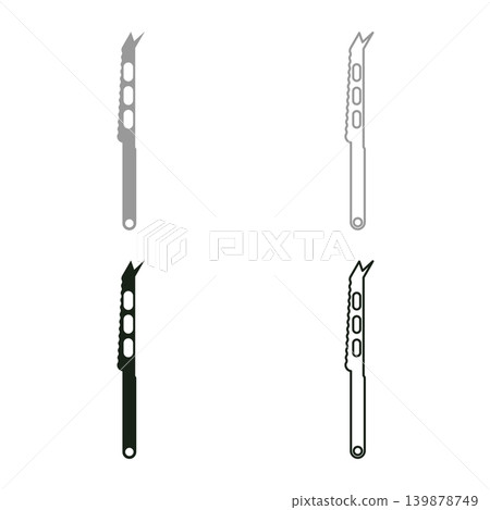 Knife for cheese set icon grey black color vector illustration image solid fill outline contour line thin flat style Knife for cheese set icon grey black color vector illustration image solid fill outline contour line thin flat style 139878749