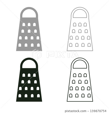 Grater for kitchen set icon grey black color vector illustration image solid fill outline contour line thin flat style 139878754