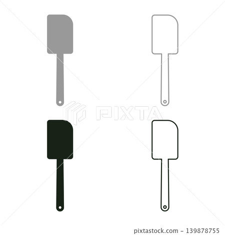 Spatula for cream kitchen cooking equipment used for flipping serving food set icon grey black color vector illustration image solid fill outline contour line thin flat style 139878755