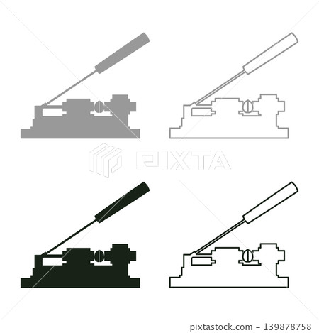 Nut cracker nutcracker set icon grey black color vector illustration image solid fill outline contour line thin flat style 139878758