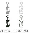 Wing corkscrew for opening wine bottles cork screw set icon grey black color vector illustration image solid fill outline contour line thin flat style 139878764