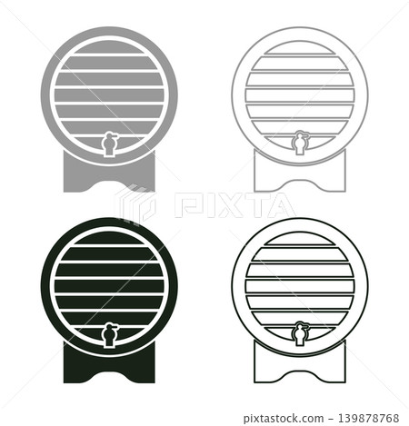 Barrel for wine brendy beer wine cask with tap set icon grey black color vector illustration image solid fill outline contour line thin flat style Barrel for wine brendy beer wine cask with tap set icon grey black color vector illustration image solid fill outline contour line thin flat style 139878768