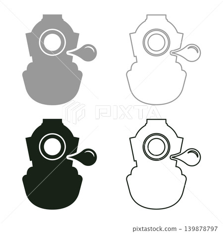 Diver in retro suit blowing bubble gum old vintage concept set icon grey black color vector illustration image solid fill outline contour line thin flat style Diver in retro suit blowing bubble gum old vintage concept set icon grey black color vector illustration image solid fill outline contour line thin flat style 139878797