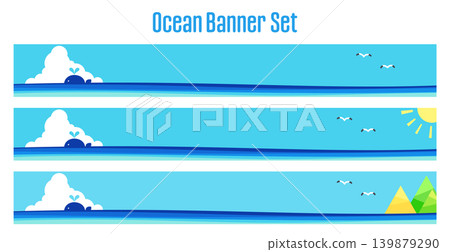 Banner set _ sea and whale Banner set _ sea and whale 139879290