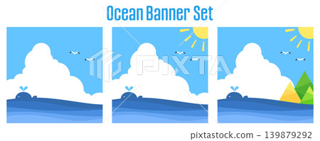 Banner set _ sea and whale Banner set _ sea and whale 139879292