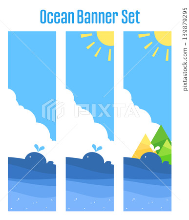 Banner set _ sea and whale 139879295