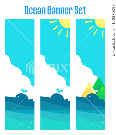 Banner set _ sea and whale 139879298