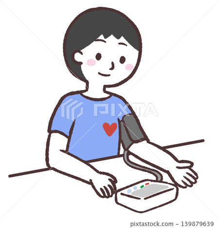 圖解:一名男子正在測量血壓。 圖解:一名男子正在測量血壓。 139879639