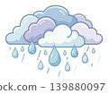 Large raindrops and rain clouds icon 139880097