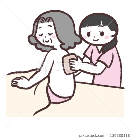 一幅女人擦拭某物的插圖 一幅女人擦拭某物的插圖 139880318
