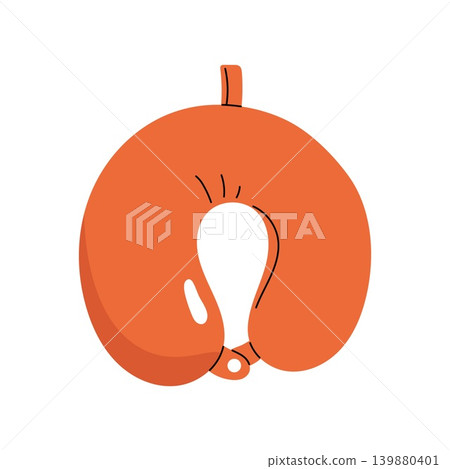 Orange inflatable neck pillow for travel comfort isolated on white background Orange inflatable neck pillow for travel comfort isolated on white background 139880401