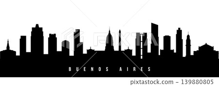 Vector silhouette illustration of Buenos Aires urban skyline.  139880805