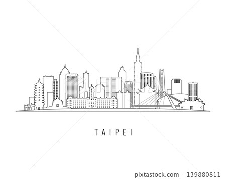 Detailed Taipei skyline vector illustration. Detailed Taipei skyline vector illustration. 139880811