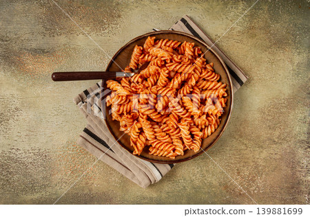 fusilli pasta dish, made with tomato sauce, homemade, no people, fusilli pasta dish, made with tomato sauce, homemade, no people, 139881699