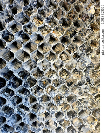 Sediment Buildup in Cellular Vertical Filler in Cooling Tower System Sediment Buildup in Cellular Vertical Filler in Cooling Tower System 139882093