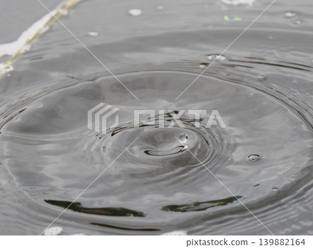 Ripples on the water's surface from raindrops Ripples on the water's surface from raindrops 139882164