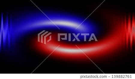Abstract dark background with blurred glowing blue and red swirling lights and grainy texture, concept of fluid energy and mystic portal Abstract dark background with blurred glowing blue and red swirling lights and grainy texture, concept of fluid energy and mystic portal 139882761