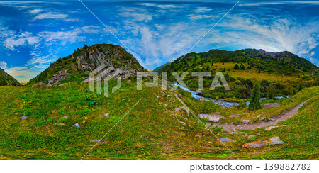 360-Degree Equirectangular Panorama of Kyrgyzstan Landscape 360-Degree Equirectangular Panorama of Kyrgyzstan Landscape 139882782