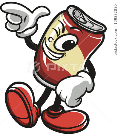 Cartoon soda with pointing finger Cartoon soda with pointing finger 139882850