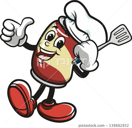 Soda is standing with bring spatula and showing thumb up  139882852