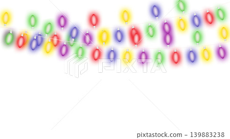 Colorful festive string lights isolated on transparent background, glowing multicolor holiday garland for celebration decor, party design and cheerful banner elements. Colorful festive string lights isolated on transparent background, glowing multicolor holiday garland for celebration decor, party design and cheerful banner elements. 139883238