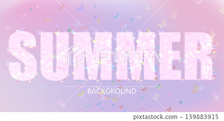 Soft pastel summer background banner with colorful flying butterflies and typography Soft pastel summer background banner with colorful flying butterflies and typography 139883915