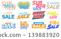 Set of colorful summer sale typography badges and discount labels isolated on white 139883920