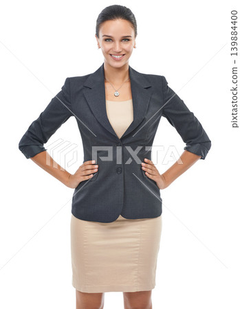 Happy, business woman and portrait of professional lawyer in confidence or fashion on a white studio background. Female person, attorney or employee with smile in stylish corporate clothing on mockup Happy, business woman and portrait of professional lawyer in confidence or fashion on a white studio background. Female person, attorney or employee with smile in stylish corporate clothing on mockup 139884400