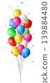 Colorful balloons and confetti floating. 139884480