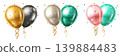 Colorful balloons and confetti floating. 139884483