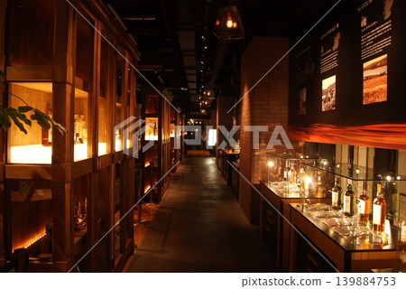 Night view of the whiskey exhibition area in the museum 139884753
