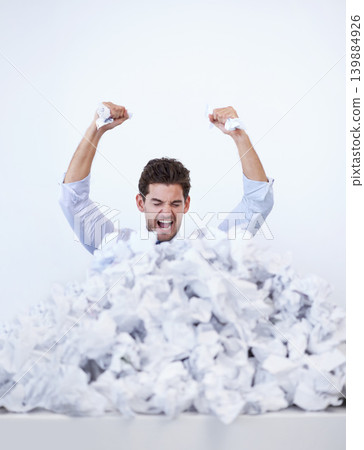 Businessman, paperwork and pile or frustrated hands in work load as accountant or deadline, document or stress. Male person, corporate and trapped in responsibilities or career, overworked or problem Businessman, paperwork and pile or frustrated hands in work load as accountant or deadline, document or stress. Male person, corporate and trapped in responsibilities or career, overworked or problem 139884926
