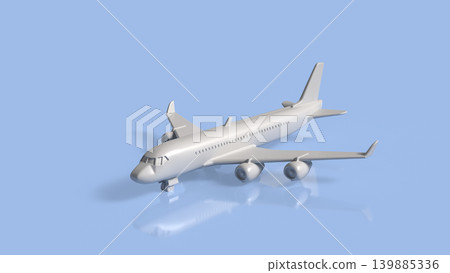 Minimalist Airplane On Blue Horizon 3d render. 139885336