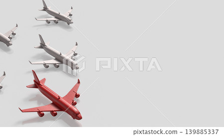 Red Leader Airplane In Minimal Formation 3d render. 139885337