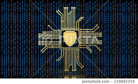 Digital Cyber Security Shield Circuit 3d render. Digital Cyber Security Shield Circuit 3d render. 139885358