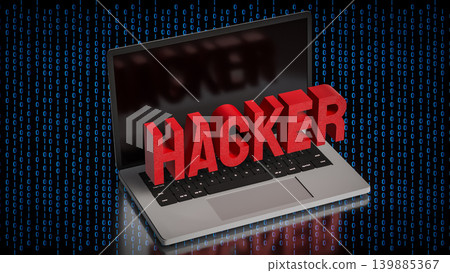 Cyber Security Hacker Warning On Laptop 3d render. Cyber Security Hacker Warning On Laptop 3d render. 139885367