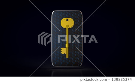 Secure Mobile Data Access Key 3d render. Secure Mobile Data Access Key 3d render. 139885374