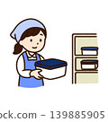 Illustration of a woman refrigerating food - hygiene management 139885905