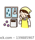 A woman suffering from mold and poor health; illustration of hygiene management during the rainy season. 139885907