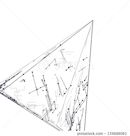 Futuristic Geometric Wire Pyramid Illustration 139886061