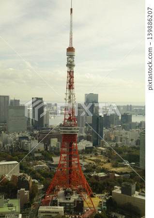 View of Tokyo Tower from the Azabudai Hills observation deck View of Tokyo Tower from the Azabudai Hills observation deck 139886207