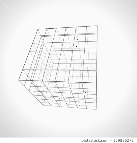 Futuristic Geometric Wire Cube Illustration Futuristic Geometric Wire Cube Illustration 139886272