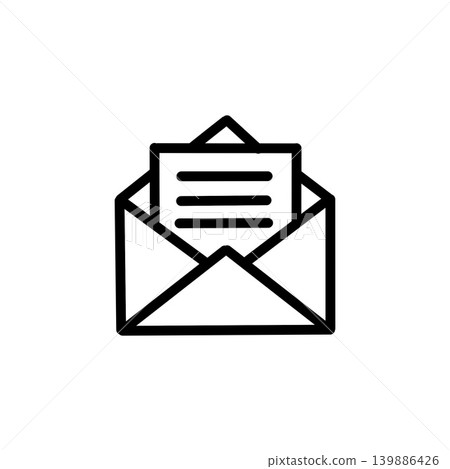 Icon illustration of a letter coming out of an envelope - simple - email - communication - contact Icon illustration of a letter coming out of an envelope - simple - email - communication - contact 139886426