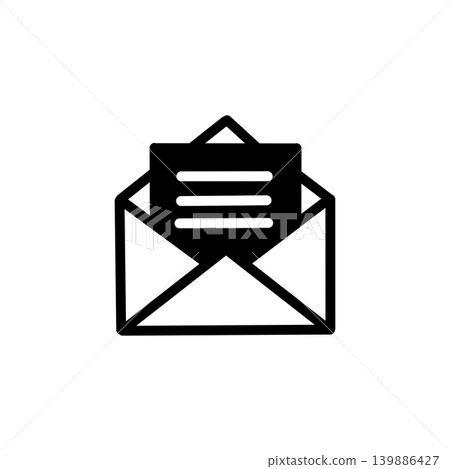 打開的信封和信件的圖示。代表收發電子郵件和短信,以及溝通交流。 打開的信封和信件的圖示。代表收發電子郵件和短信,以及溝通交流。 139886427